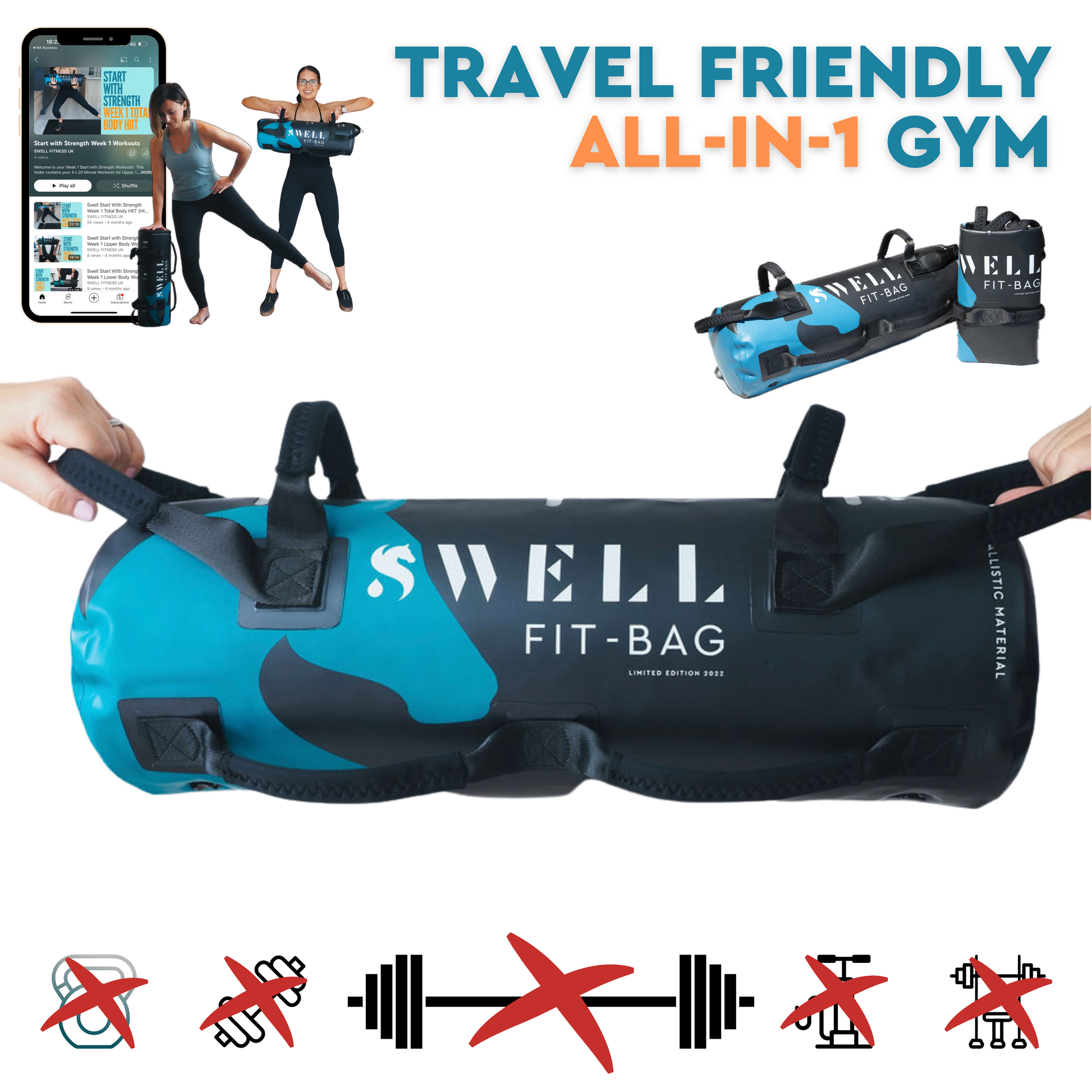 Swell Fit Bag – Water-Filled Training Bag for Strength & Mobility, no other equipment needed and includes loads of workouts you can follow online